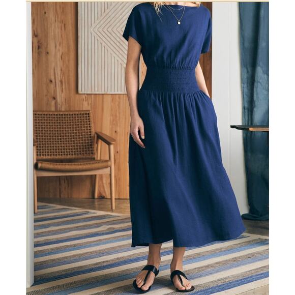 Faherty Brand Coast To Coast Midi Dress - Size XS (New) - Picture 1 of 6